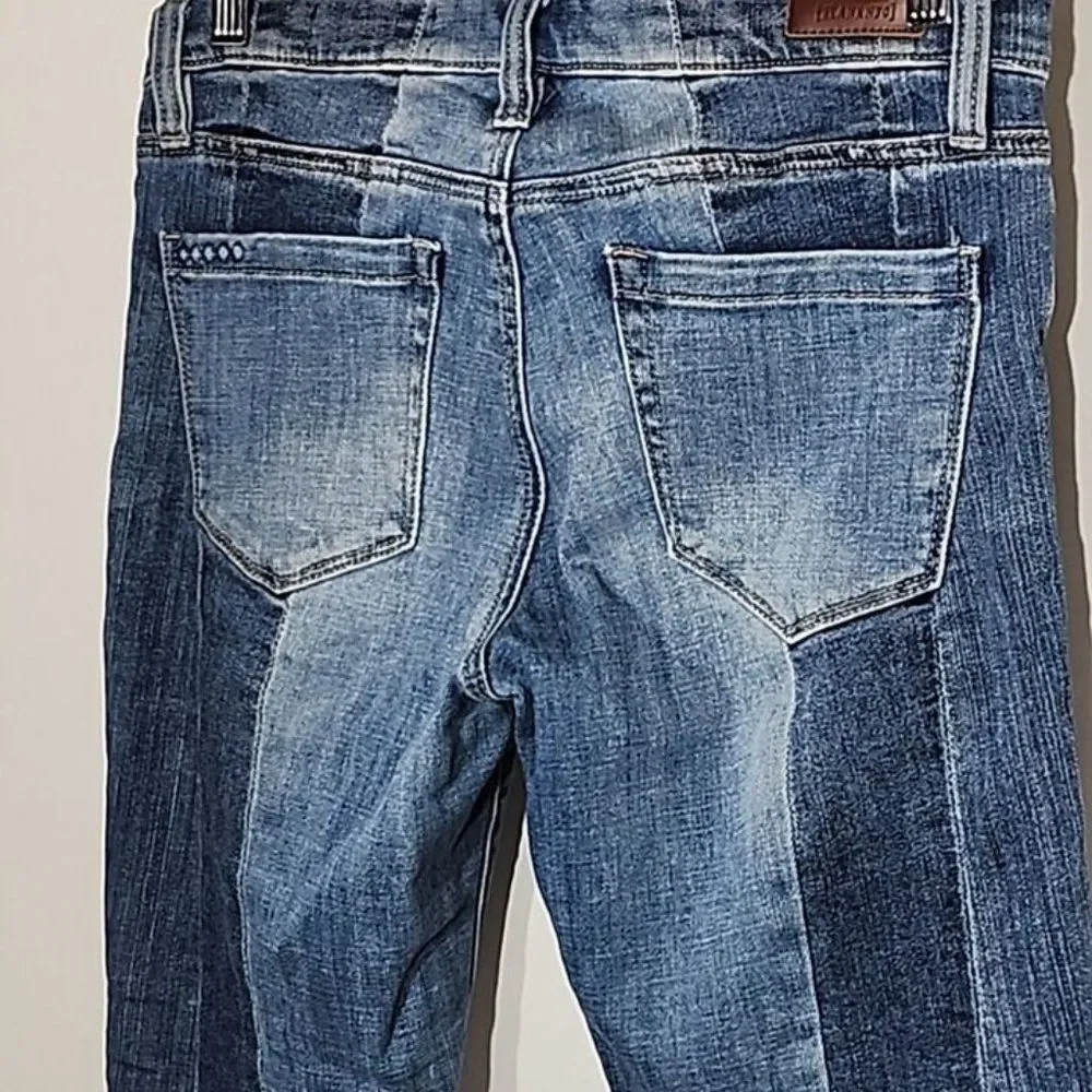 [BLANKNYC] Womens Stretch Skinny Jeans Two Toned Blue Denim Mid Rise 27 Raw Hem